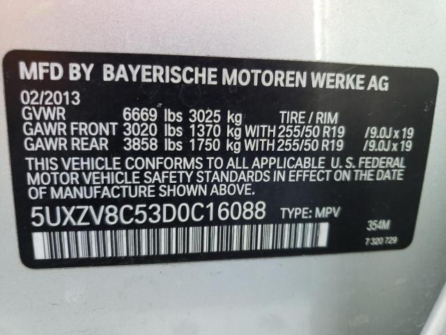 5UXZV8C53D0C16088 - 2013 BMW X5 XDRIVE50I SILVER photo 13