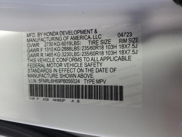 5FNRL6H69PB056024 - 2023 HONDA ODYSSEY EXL WHITE photo 13