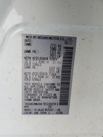 5N1DR2MN3HC910093 - 2017 NISSAN PATHFINDER S WHITE photo 13