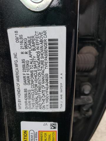 1HGCV1F42JA248200 - 2018 HONDA ACCORD EX BLACK photo 13