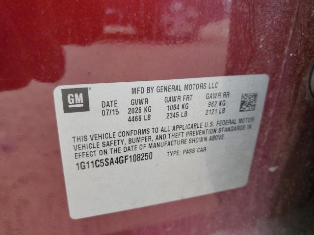 1G11C5SA4GF108250 - 2016 CHEVROLET MALIBU LIM LT 勃艮第红 照片 12