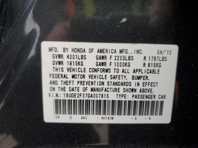 19UDE2F37GA007615 - 2016 ACURA ILX BASE WATCH PLUS GRAY photo 12