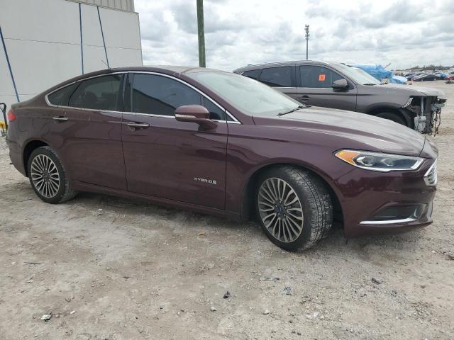 3FA6P0LU5JR120694 - 2018 FORD FUSION SE HYBRID BURGUNDY photo 4