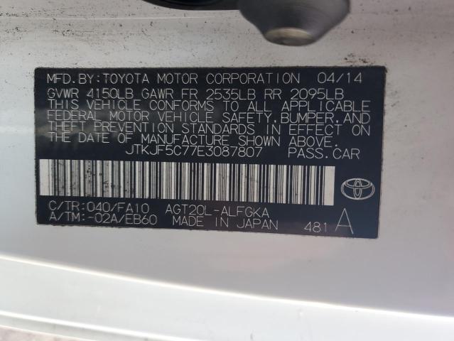 JTKJF5C77E3087807 - 2014 TOYOTA SCION TC 白色 照片 13