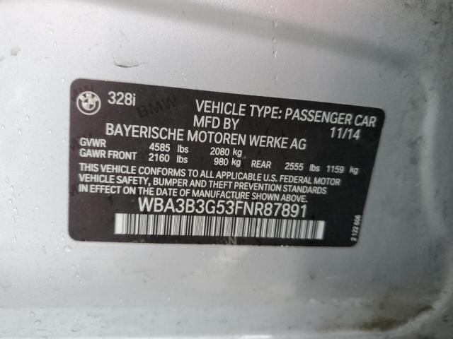 WBA3B3G53FNR87891 - 2015 BMW 328 XI SILVER photo 12