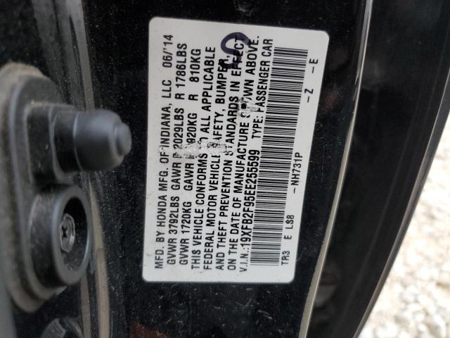 19XFB2F95EE255599 - 2014 HONDA CIVIC EXL შავი ფოტო 12