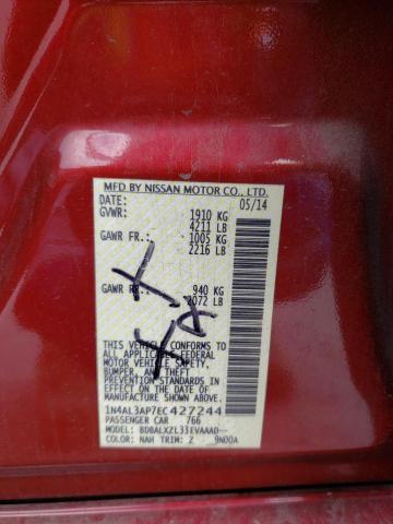 1N4AL3AP7EC427244 - 2014 NISSAN ALTIMA 2.5 RED photo 12