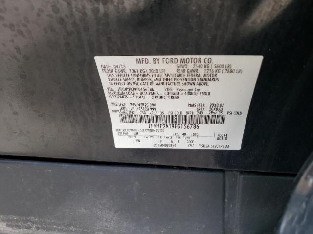 1FAHP2KT9FG156786 - 2015 FORD TAURUS SHO BLACK photo 12