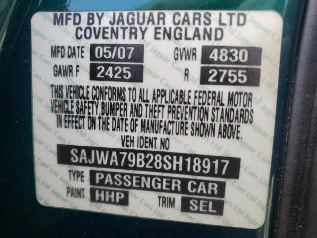 SAJWA79B28SH18917 - 2008 JAGUAR XJ8 L GREEN photo 13