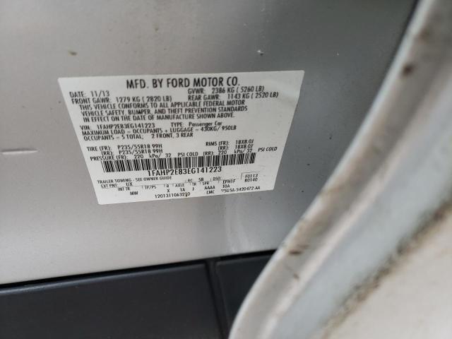 1FAHP2E83EG141223 - 2014 FORD TAURUS SEL SILVER photo 13