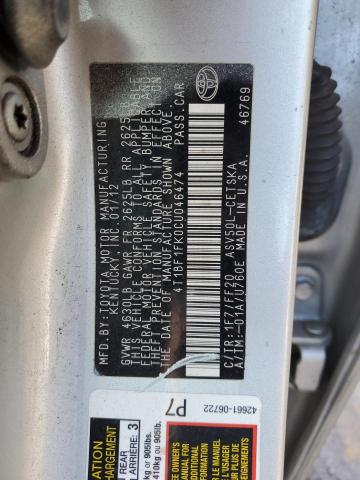 4T1BF1FK0CU046474 - 2012 TOYOTA CAMRY BASE GRAY photo 12