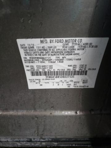 2FMGK5B85DBD27535 - 2013 FORD FLEX SE TAN photo 12