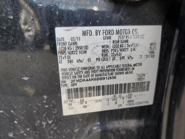 2FMDK4AK6BBB12656 - 2011 FORD EDGE SPORT BLACK photo 12