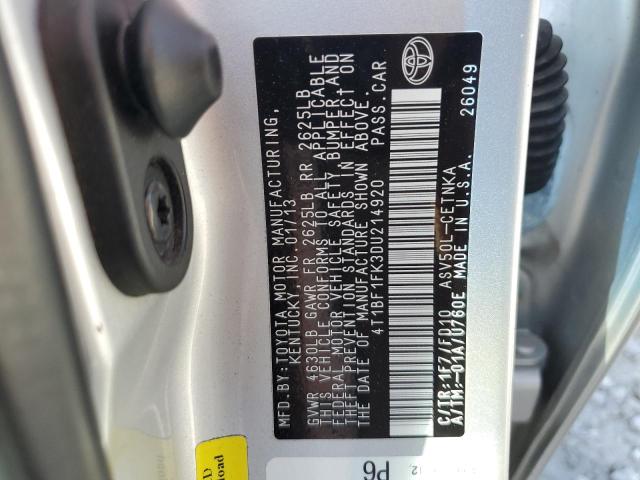 4T1BF1FK3DU214920 - 2013 TOYOTA CAMRY L SILVER photo 13