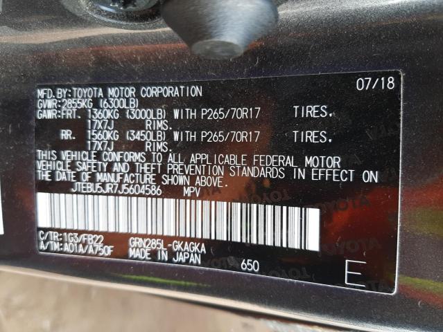 JTEBU5JR7J5604586 - 2018 TOYOTA 4RUNNER SR5/SR5 PREMIUM GRAY photo 13