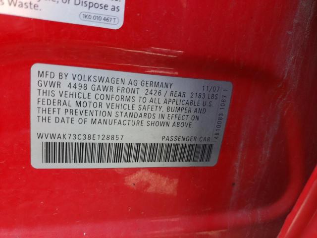 WVWAK73C38E128857 - 2008 VOLKSWAGEN PASSAT KOMFORT RED photo 13