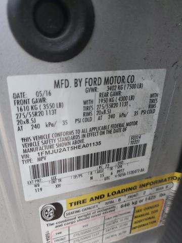 1FMJU2AT5HEA01135 - 2017 FORD EXPEDITION LIMITED SILVER photo 14