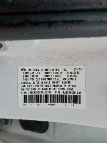 1HGCR2F78FA013876 - 2015 HONDA ACCORD EX WHITE photo 12