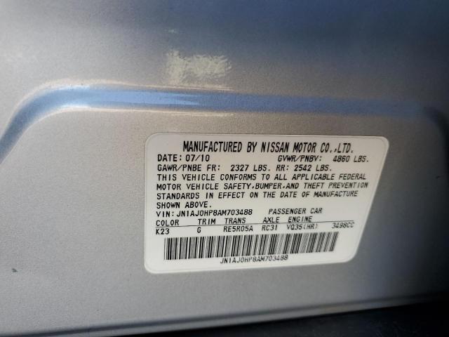 JN1AJ0HP8AM703488 - 2010 INFINITI EX35 BASE SILVER photo 12