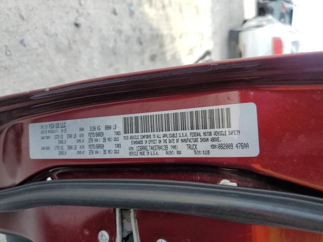 1C6RR6LT4KS704139 - 2019 RAM 1500 CLASS SLT 勃艮第红 照片 12