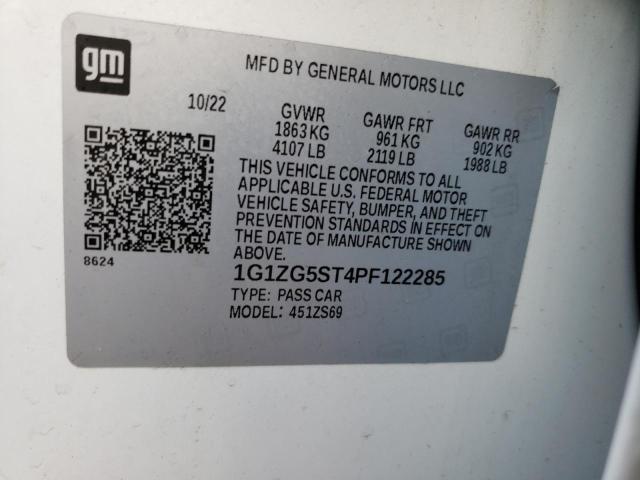 1G1ZG5ST4PF122285 - 2023 CHEVROLET MALIBU RS თეთრი ფოტო 12