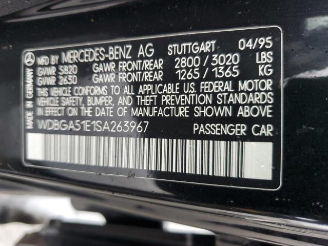 WDBGA51E1SA263967 - 1995 MERCEDES-BENZ S 500 BLACK photo 12