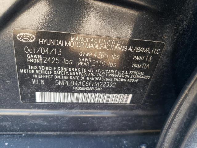 5NPEB4AC6EH822392 - 2014 HYUNDAI SONATA GLS BLUE photo 12