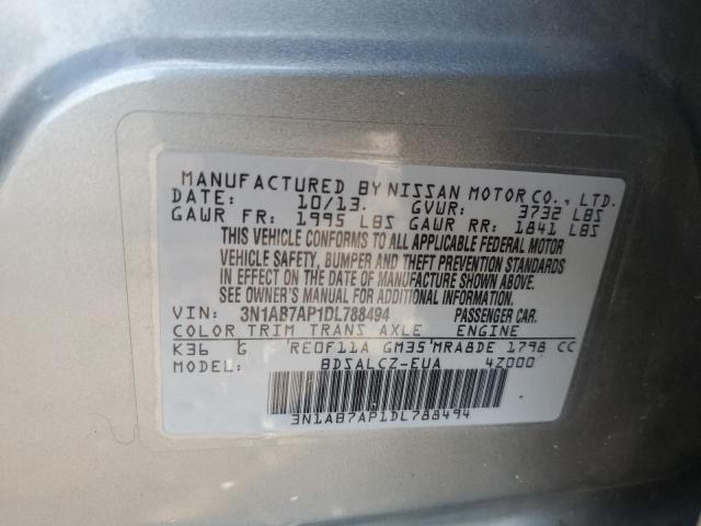 3N1AB7AP1DL788494 - 2013 NISSAN SENTRA S GRAY photo 12