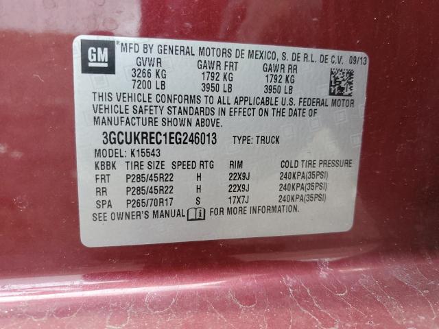 3GCUKREC1EG246013 - 2014 CHEVROLET SILVERADO K1500 LT MAROON photo 12