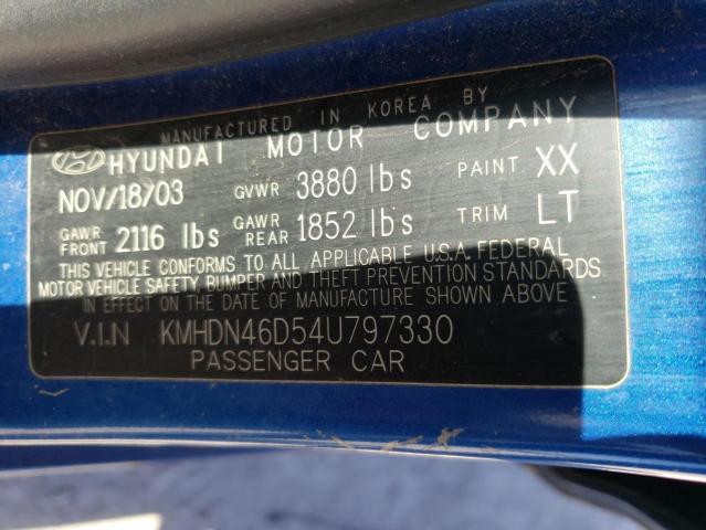 KMHDN46D54U797330 - 2004 HYUNDAI ELANTRA GLS BLUE photo 12