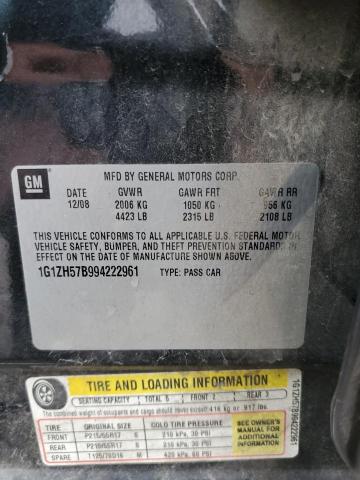 1G1ZH57B994222961 - 2009 CHEVROLET MALIBU 1LT BLACK photo 12