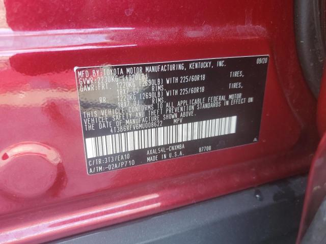 4T3B6RFV6MU008622 - 2021 TOYOTA RAV4 XLE PREMIUM RED photo 14