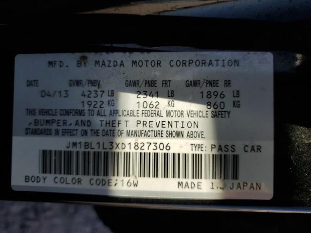 JM1BL1L3XD1827306 - 2013 MAZDA SPEED 3 შავი ფოტო 12