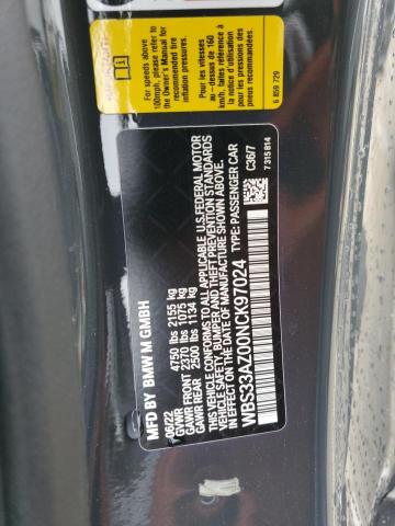 WBS33AZ00NCK97024 - 2022 BMW M4 COMPETITION BLACK photo 12