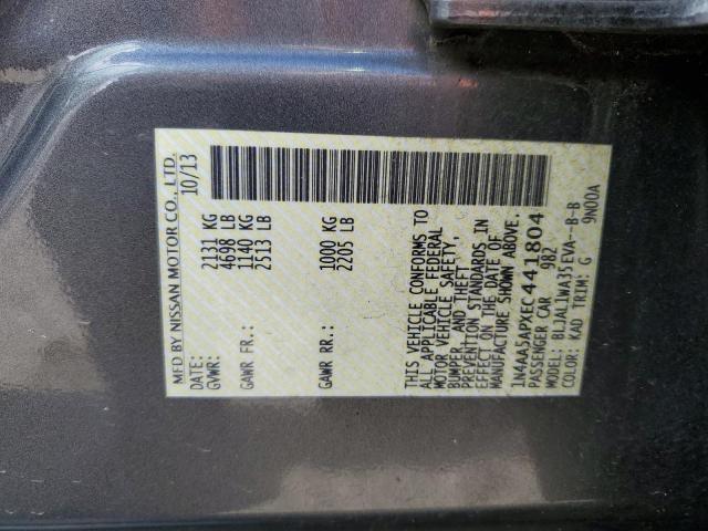 1N4AA5APXEC441804 - 2014 NISSAN MAXIMA S GRAY photo 12