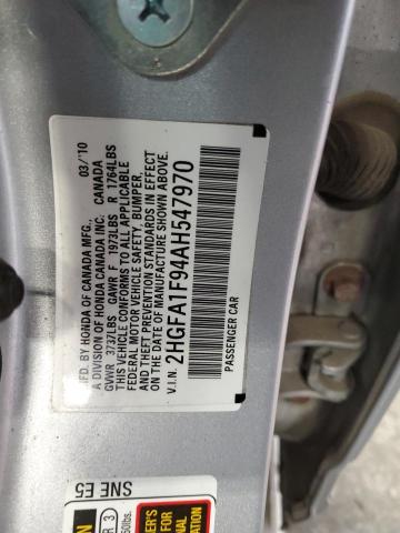 2HGFA1F94AH547970 - 2010 HONDA CIVIC EXL SILVER photo 12