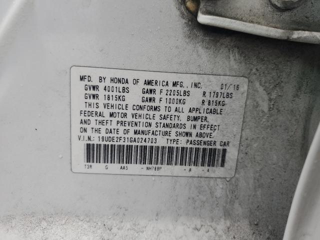 19UDE2F31GA024703 - 2016 ACURA ILX BASE WATCH PLUS WHITE photo 13