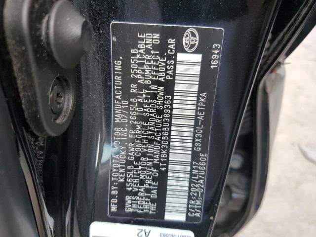 4T1BK3DB6BU389363 - 2011 TOYOTA AVALON BASE BLACK photo 12