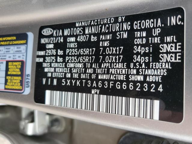 5XYKT3A63FG662324 - 2015 KIA SORENTO LX SILVER photo 13