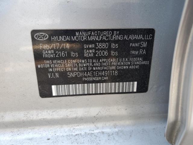 5NPDH4AE1EH491118 - 2014 HYUNDAI ELANTRA SE SILVER photo 12