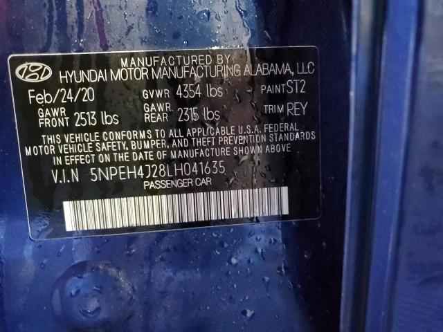 5NPEH4J28LH041635 - 2020 HYUNDAI SONATA LIMITED BLUE photo 13