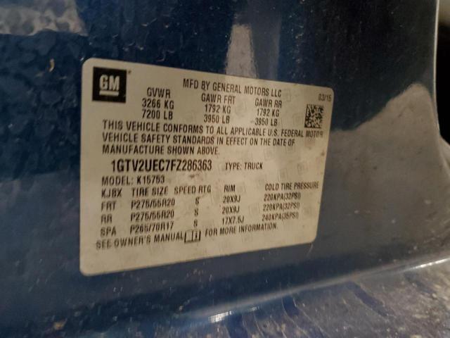 1GTV2UEC7FZ286363 - 2015 GMC SIERRA K1500 SLE BLUE photo 12