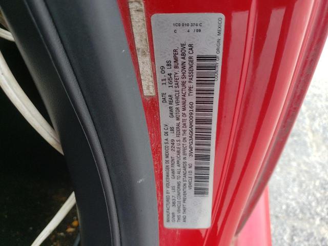 3VWPG3AG6AM009160 - 2010 VOLKSWAGEN NEW BEETLE RED photo 10