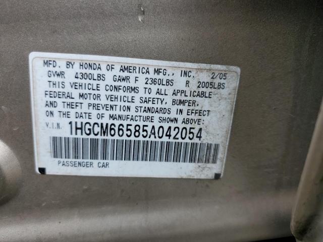 1HGCM66585A042054 - 2005 HONDA ACCORD EX GOLD photo 12