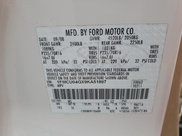 1FMCU04GX9KA51897 - 2009 FORD ESCAPE LIMITED WHITE photo 13