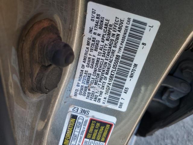 1HGFA168X7L055088 - 2007 HONDA CIVIC EX GRAY photo 12