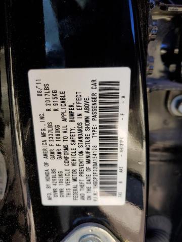 1HGCP2F32BA154178 - 2011 HONDA ACCORD LX BLACK photo 12