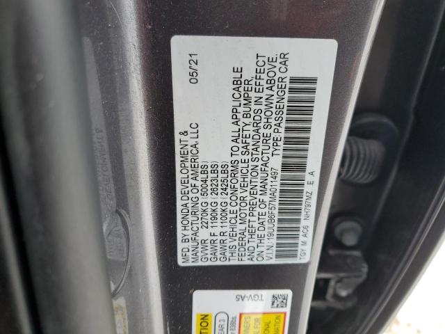 19UUB6F57MA011497 - 2021 ACURA TLX TECH A GRAY photo 12