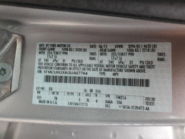 1FMCU0GX6GUA07764 - 2016 FORD ESCAPE SE SILVER photo 14