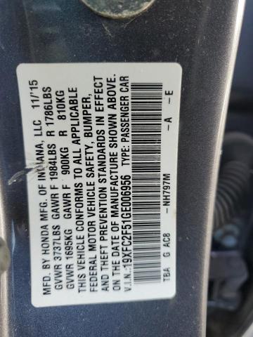 19XFC2F51GE006956 - 2016 HONDA CIVIC LX GRAY photo 12